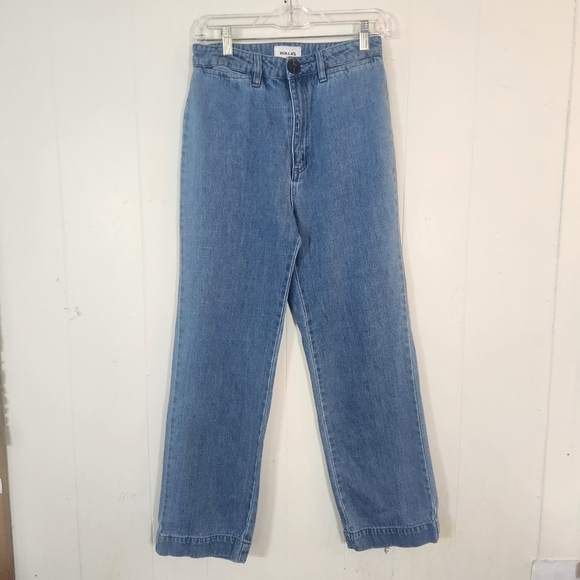 Rollas Slim Sailor Blue High Waisted Crop Jeans Size 27 - Picture 2 of 16